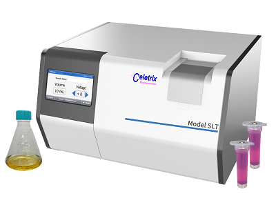 Celetrix Model SLT industrial electroporator featuring a unique 10ml single large tube. It allows instant transfection of 2x10E9 CHO cells for large scale antibody production.